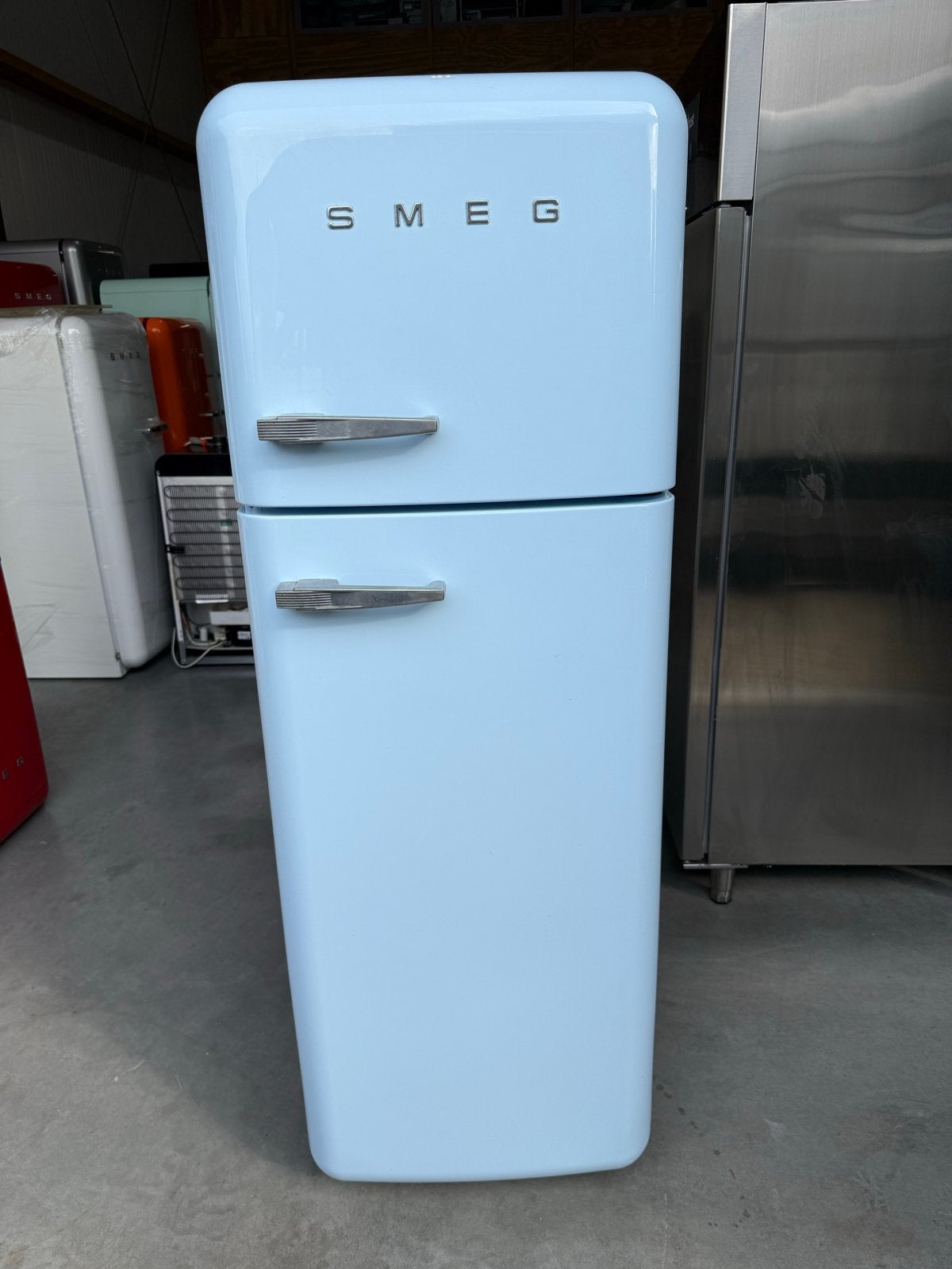 Smeg Koelkast met Vriezer - Lichtblauw Retro Design, 150 tot 200 liter, Bella, Ophalen of Verzenden, Zo goed als nieuw