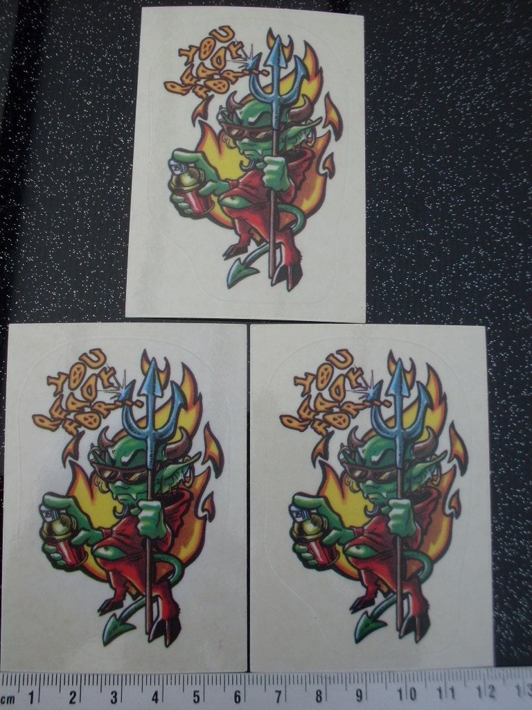 3x panini sticker you rad for duivel devil graffiti spuiten, Verzenden, Zo goed als nieuw, Overige typen