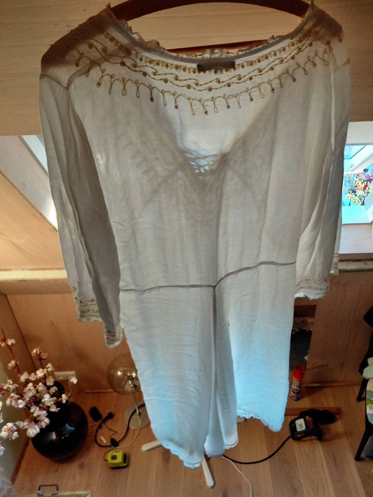 Witte tuniek met gouden borduursels, PAS CHIC, Wit, Maat 46/48 (XL) of groter, Ophalen of Verzenden