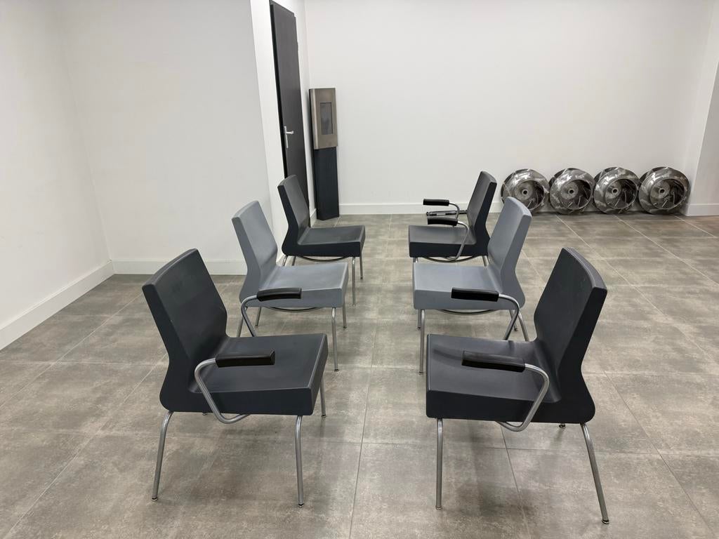 6 stoelen Richard Hutten, Harvink, Huis en Inrichting, Stoelen, Ophalen, Gebruikt, Metaal, Grijs