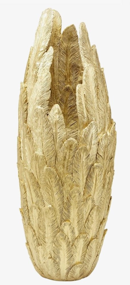 Kare Vaas Feathers Gold 80 cm, Huis en Inrichting, Woonaccessoires | Vazen, Ophalen, Overige kleuren, 75 cm of meer, Glas