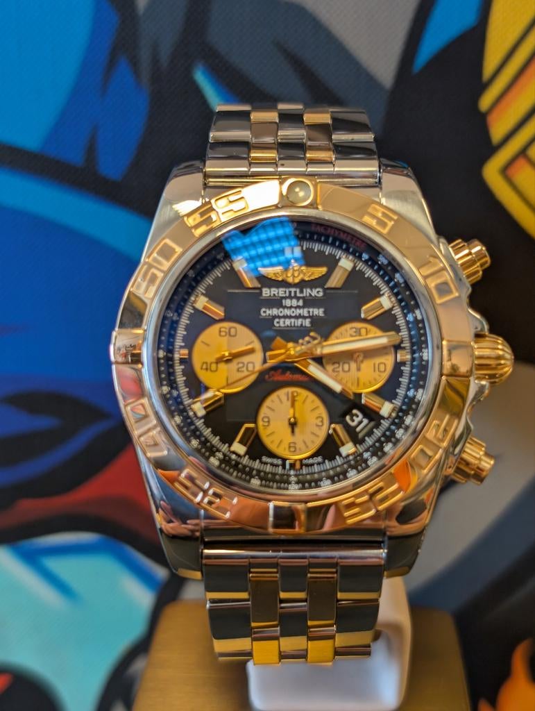 Breitling Chronomat B01 cb0110 zwarte wijzerplaat, Sieraden, Tassen en Uiterlijk, Horloges | Heren, Ophalen of Verzenden, Zo goed als nieuw