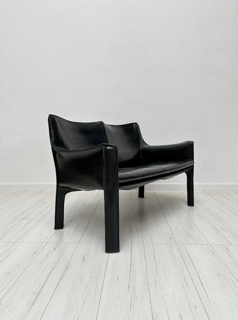 Cassina CAB 414 leren 2-zits bank Mario Bellini vintage 80s, Ophalen of Verzenden, Zo goed als nieuw, Leer, Vintage