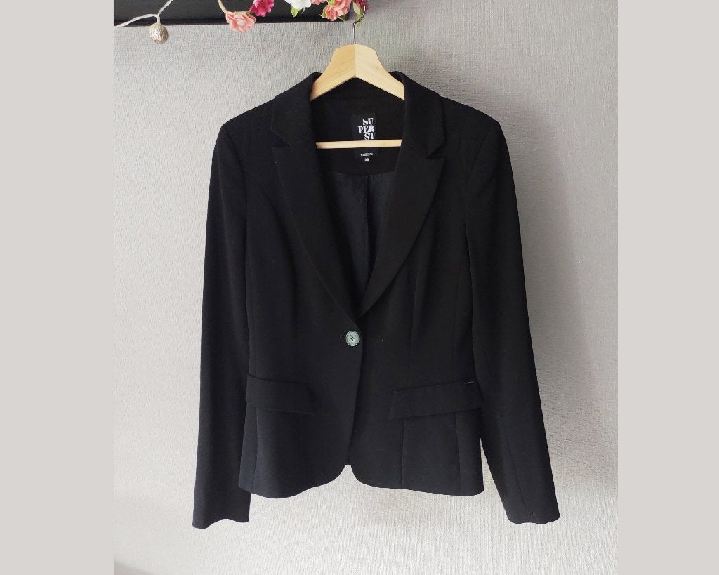 Getailleerde Y2K blazer van Superstar, maat 38 - zgan, Maat 38/40 (M), Zwart, Ophalen of Verzenden, Zo goed als nieuw