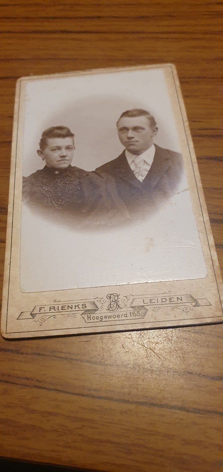 kabinet/kartonkaart F Rienks Leiden, Ophalen of Verzenden, Voor 1940, Overige onderwerpen
