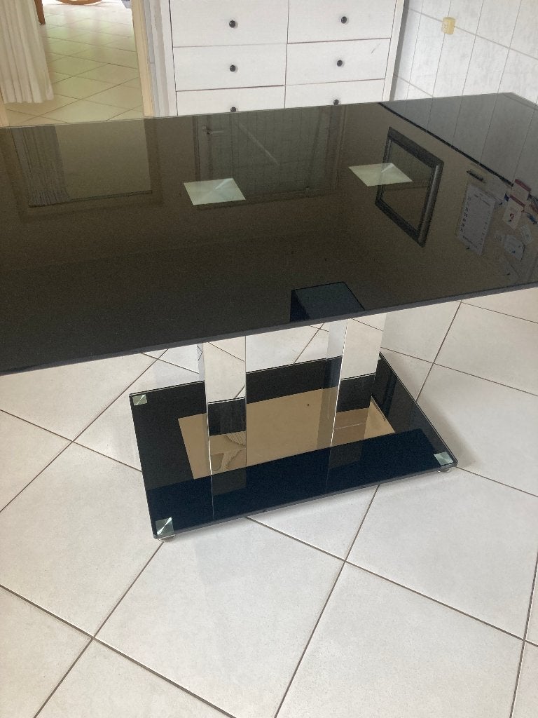 Eettafel Glas, Glazen Eettafel 160x90 cm, Ophalen, Gebruikt, Glas, 50 tot 100 cm
