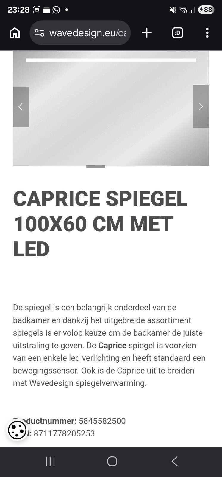 Moderne design spiegel 100x60 cm met LED verlichting (touch), Huis en Inrichting, Ophalen, Nieuw, 75 tot 100 cm, Minder dan 100 cm