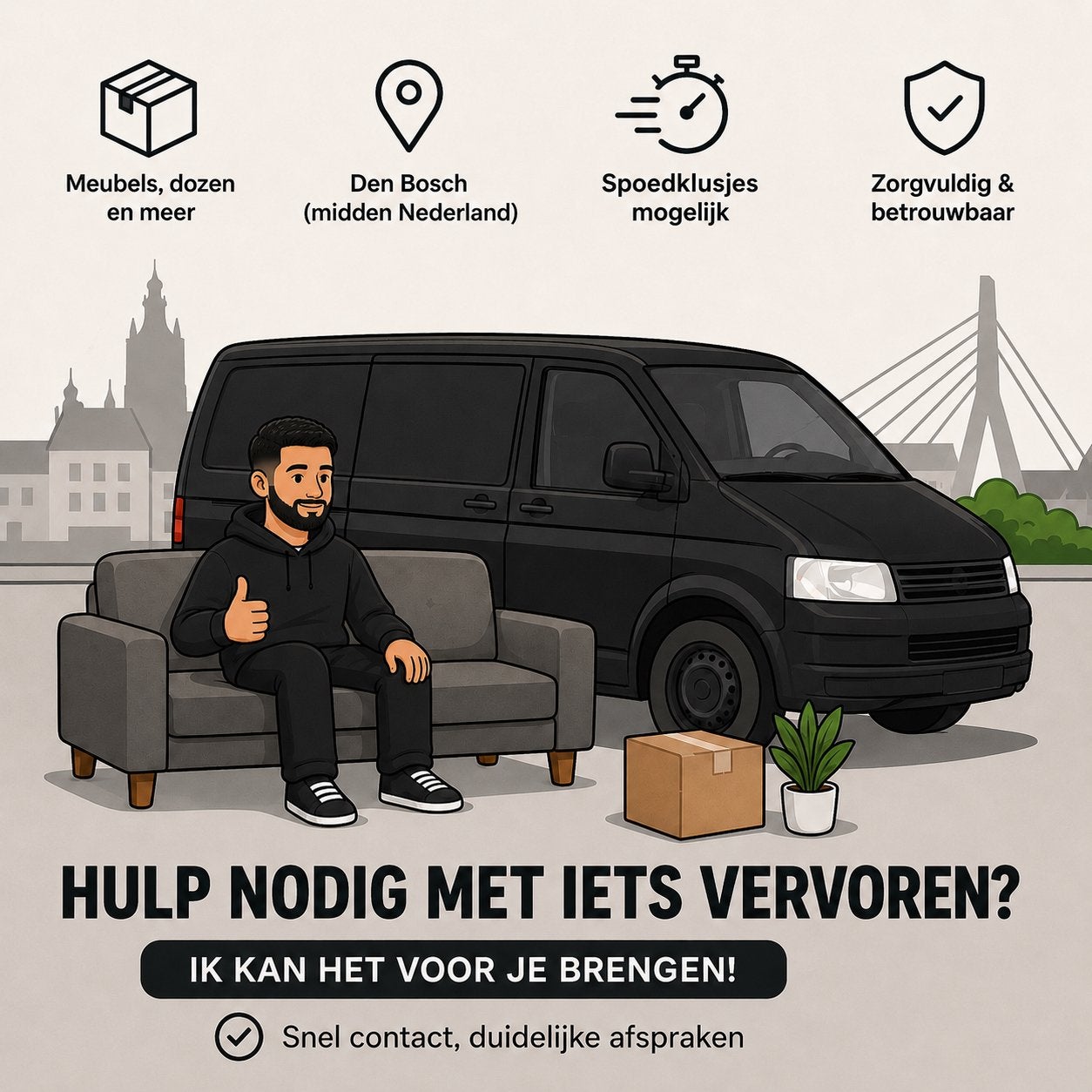 Verhuizen/transport/vervoer. Den Bosch standplaats, Ophalen of Verzenden, Wandairco, 3 snelheden of meer