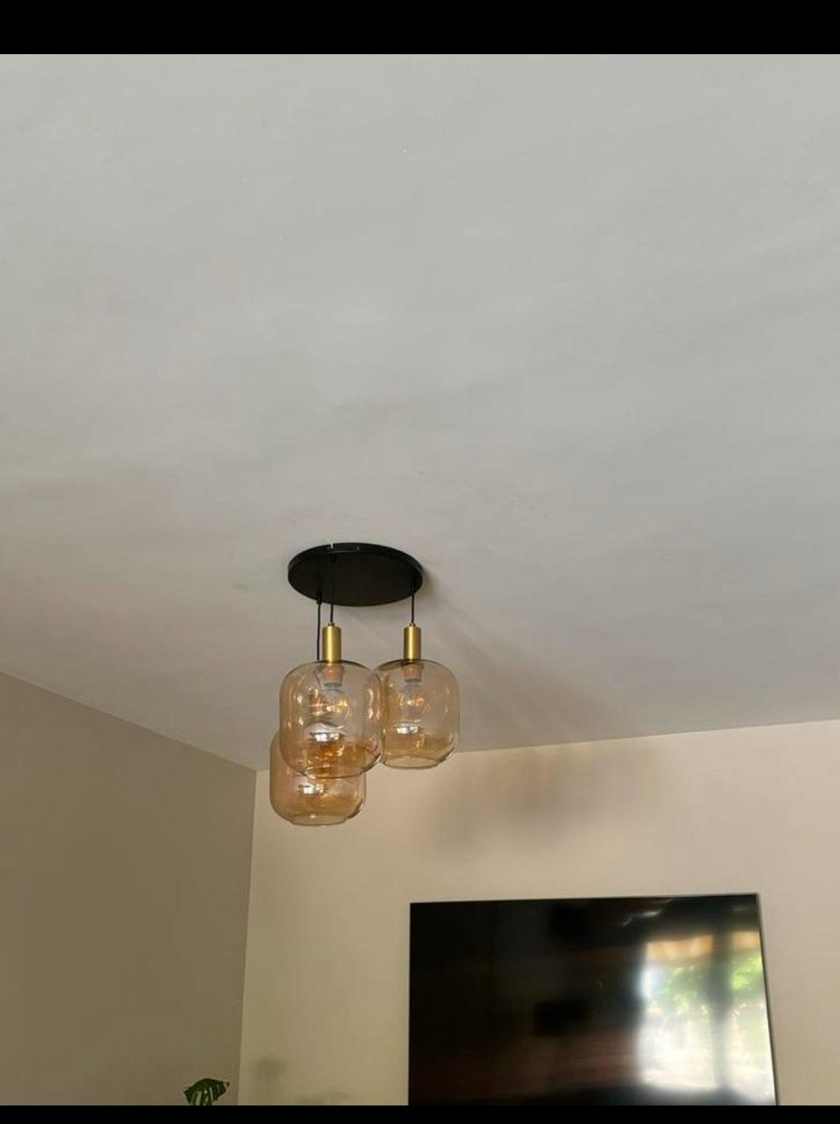 Hanglamp, 3 bollen, champagne kleur, Ophalen of Verzenden, Zo goed als nieuw