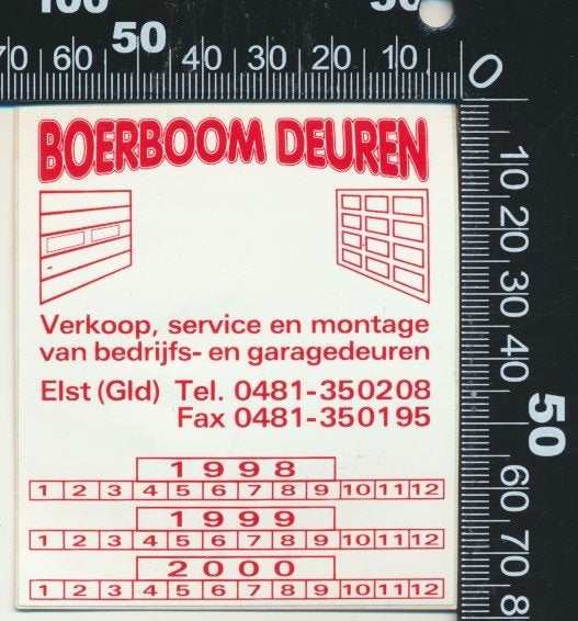 Sticker: Boerboom Deuren - Elst, Verzamelen, Ophalen of Verzenden, Zo goed als nieuw, Bedrijf of Vereniging