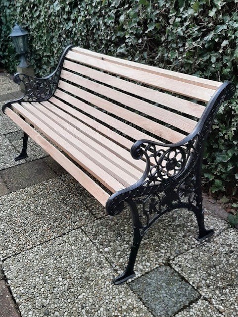 Tuinbank parkbank gietijzer eiken NIEUW, Tuin en Terras, Tuinbanken, Nieuw, Ophalen of Verzenden, X, Hout