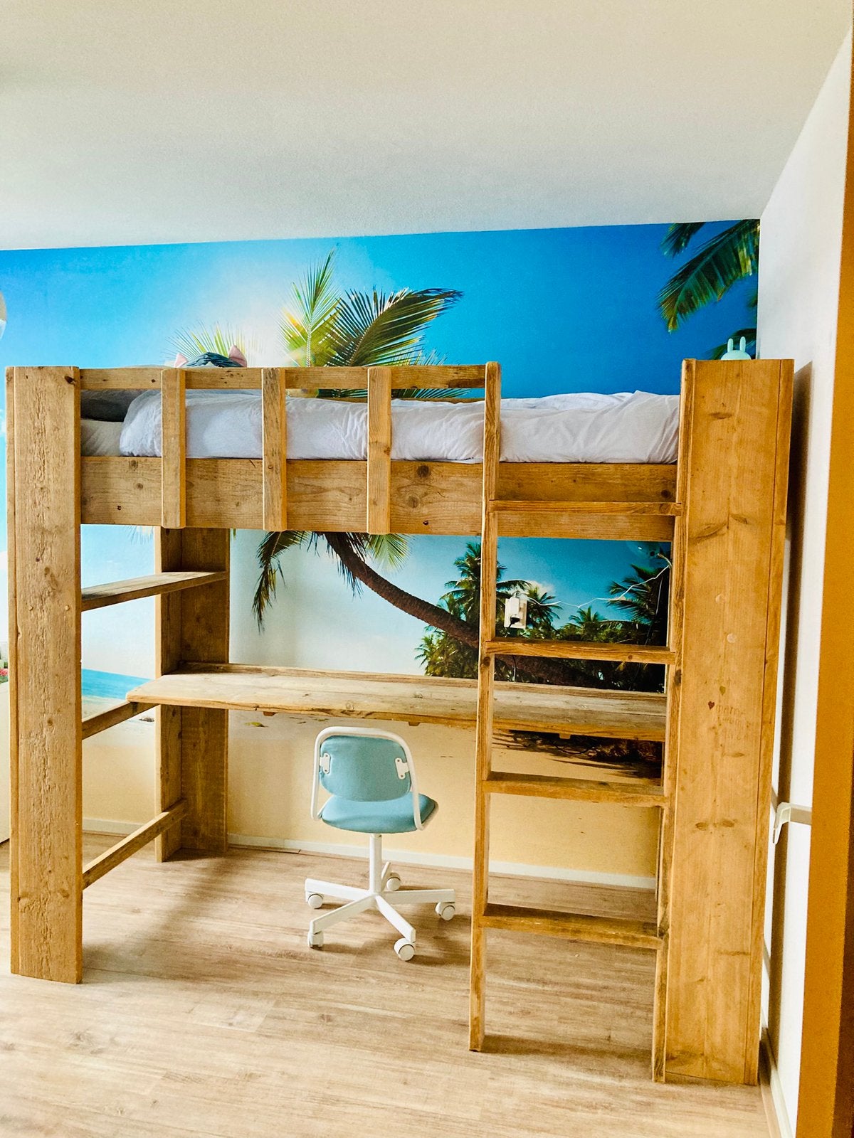 Gratis Steigerhouten stapelbed met bureau, Ophalen, Gebruikt, Stapelbed