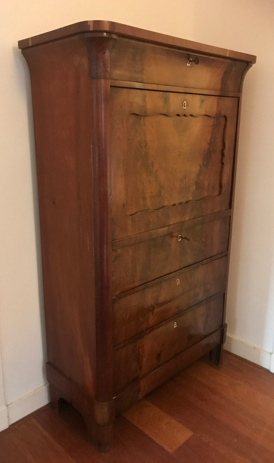 Kast antiek met klepdeur en lades, Antiek en Kunst, Antiek | Meubels | Kasten, Ophalen
