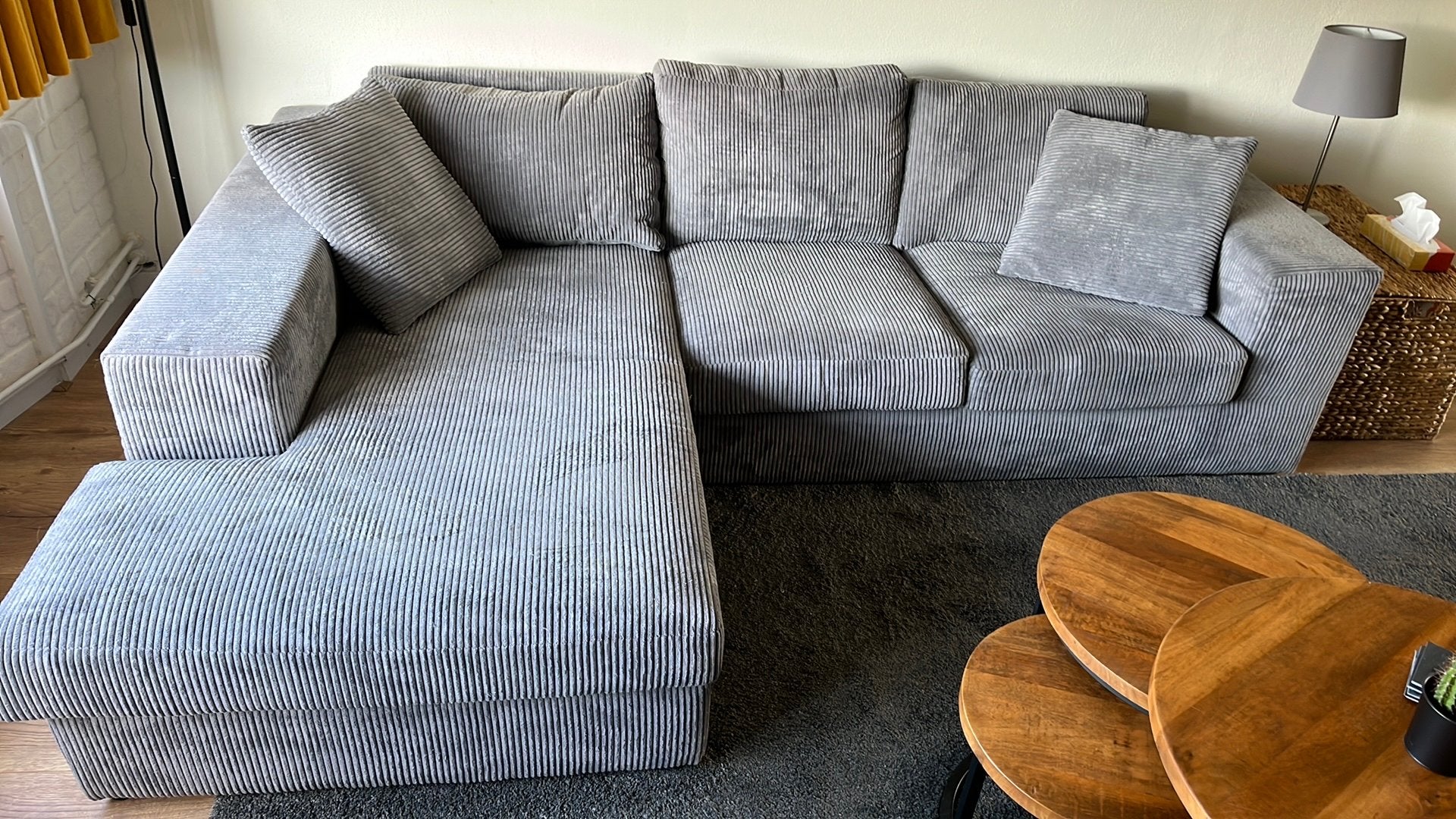 Loungebank in Ribstof te koop, Ophalen, Gebruikt, Vierpersoons of meer