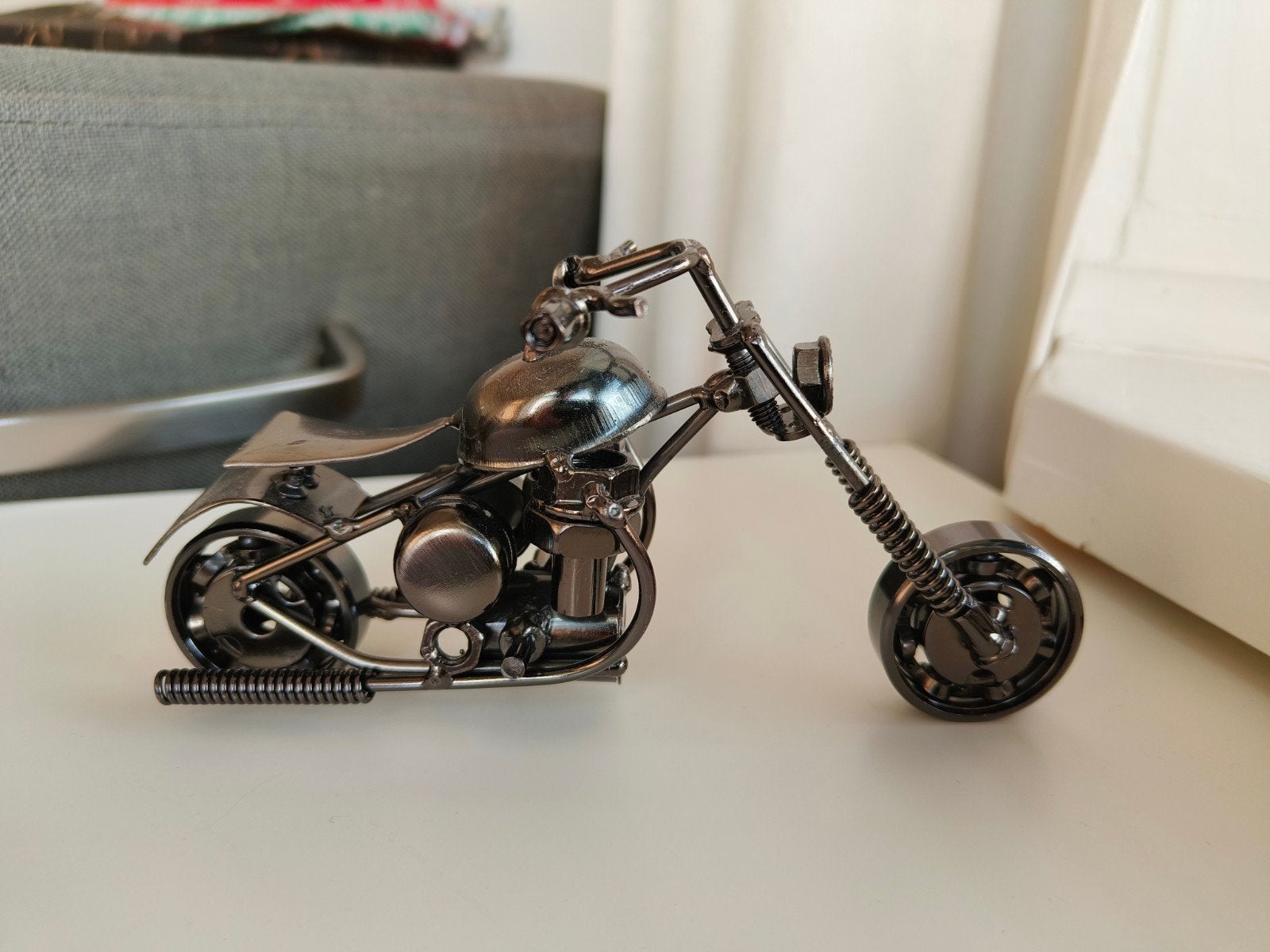 Metalen Chopper Motorfiets Model - Decoratief, Zo goed als nieuw, Ophalen, Overige merken, Groter dan 1:32