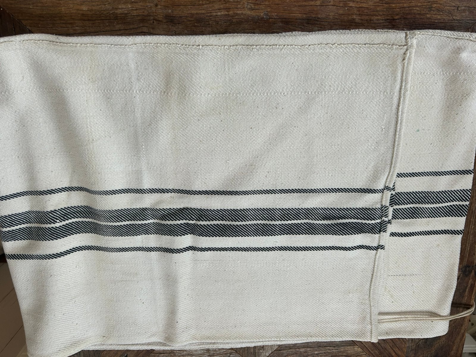 Brocante meelzak zwarte strepen, Ophalen of Verzenden