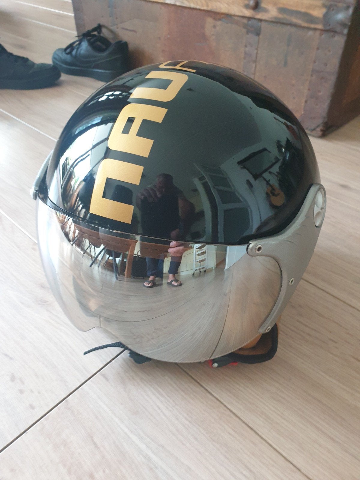 Nau Helmets Jethelm Zwart/Goud Maat L, Overige merken, Heren, Jethelm, Ophalen of Verzenden