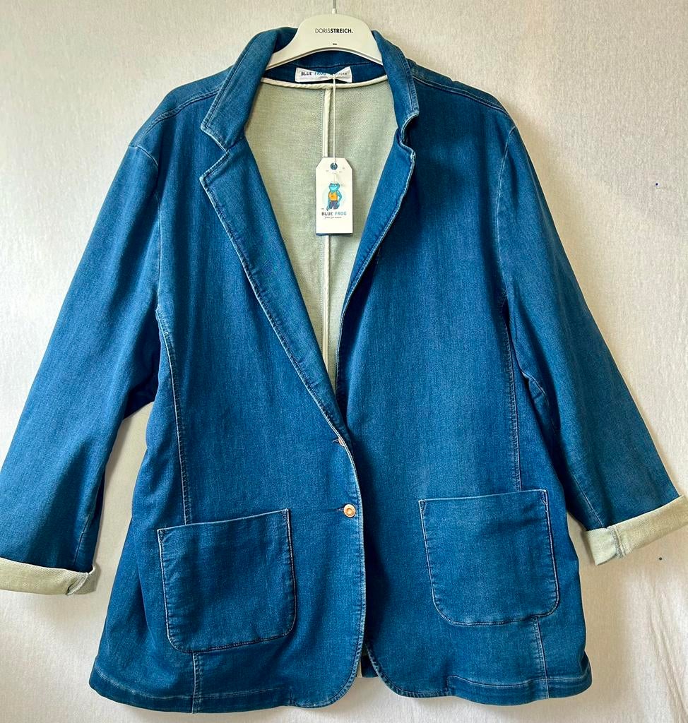Blue Frog stretch jeans blazer 54, Ophalen of Verzenden, Nieuw, Blauw, Jasje of Colbert