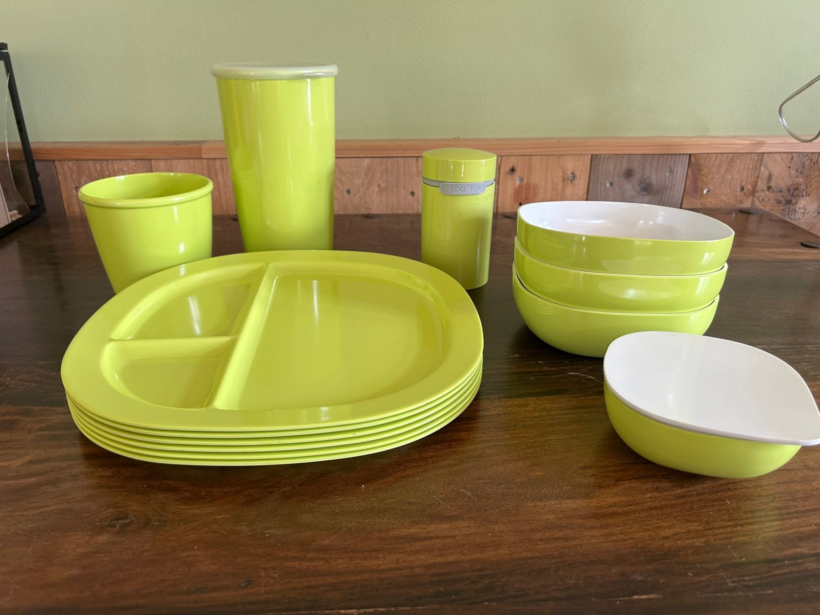 Groen Mepal Rosti servies borden schaal senseo, Ophalen of Verzenden, Zo goed als nieuw, Groen, Overige typen