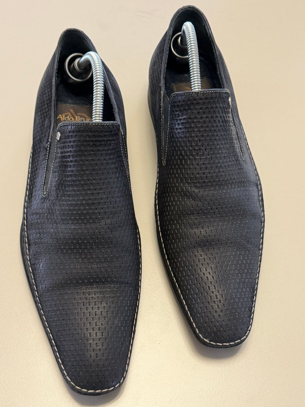 Aldo Brue Loafers - Donkerblauw geperforeerd leer, Ophalen of Verzenden, Zo goed als nieuw, Blauw, Loafers