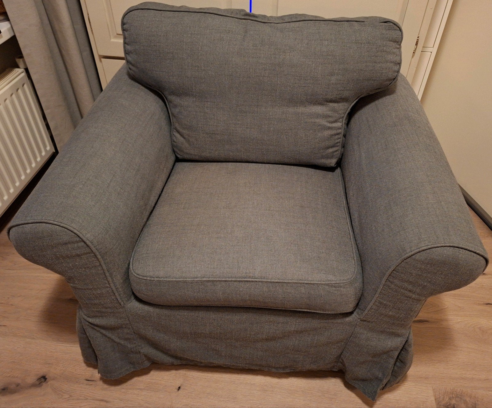 Ektorp fauteuil met extra hoezen (Halarp grijs/Halarp Beige), Ophalen, Gebruikt, 75 tot 100 cm, 75 tot 100 cm