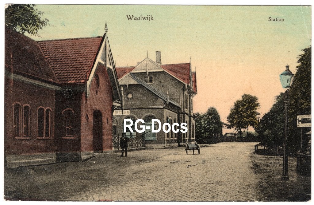 Ansichtkaart - Briefkaart Trein Station Waalwijk - 1913, Ophalen of Verzenden, Voor 1920, Gelopen, Noord-Brabant