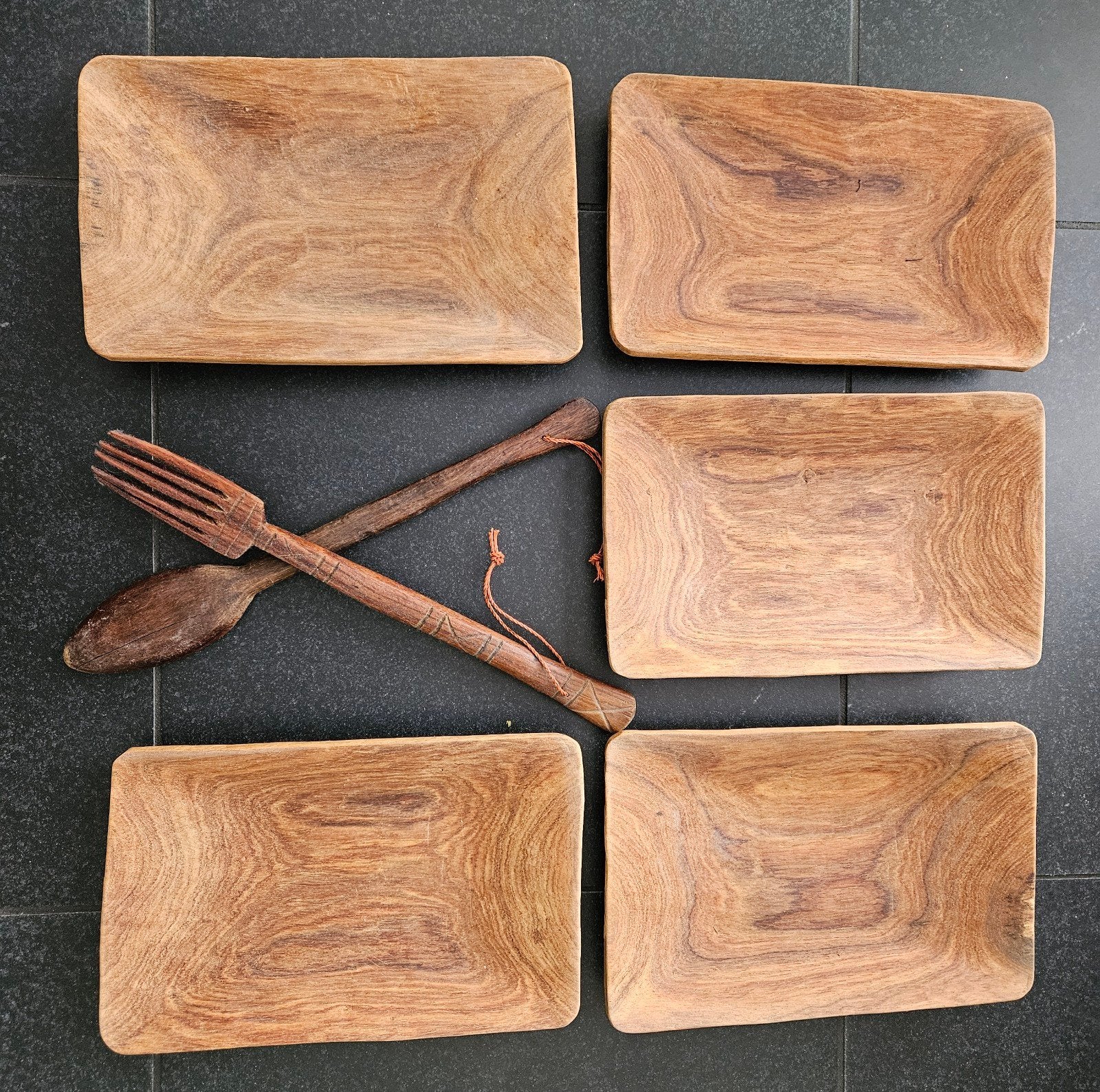 Houten Afrikaanse rechthoekige borden, Ophalen of Verzenden, Hout