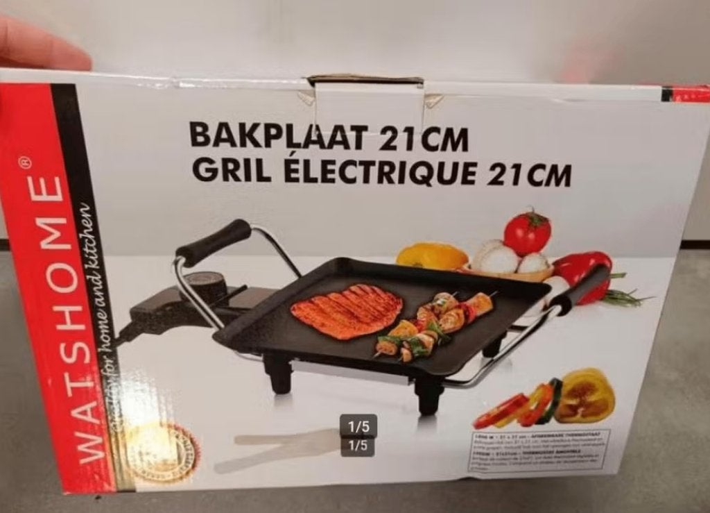 Watshome Bakplaat 21x21cm nieuw 1000watt, Witgoed en Apparatuur, Nieuw, Ophalen of Verzenden