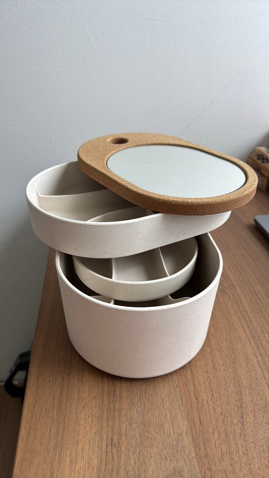 Ikea Saxborga opbergdoos met spiegel - Zo goed als nieuw, Ophalen, Zo goed als nieuw, Beige, Met spiegeltje(s)