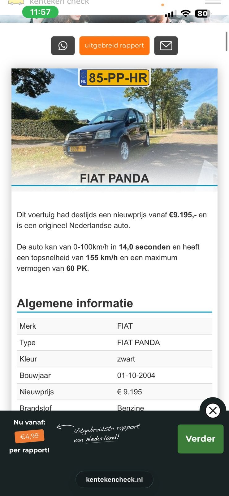 LOOP OF SLOOP AUTO VANDAAG OPHALEN, Ophalen, Fiat
