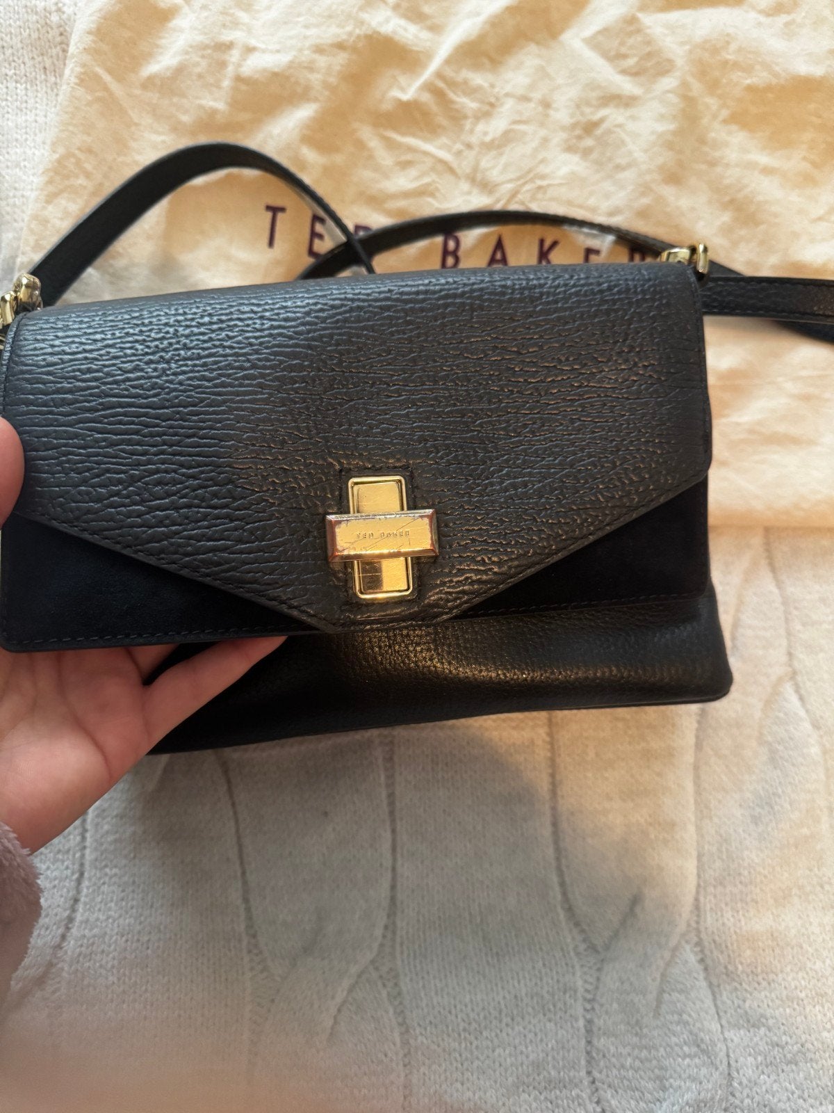 Ted Baker tas echt leer, Ophalen of Verzenden, Gebruikt, Zwart, Schoudertasje