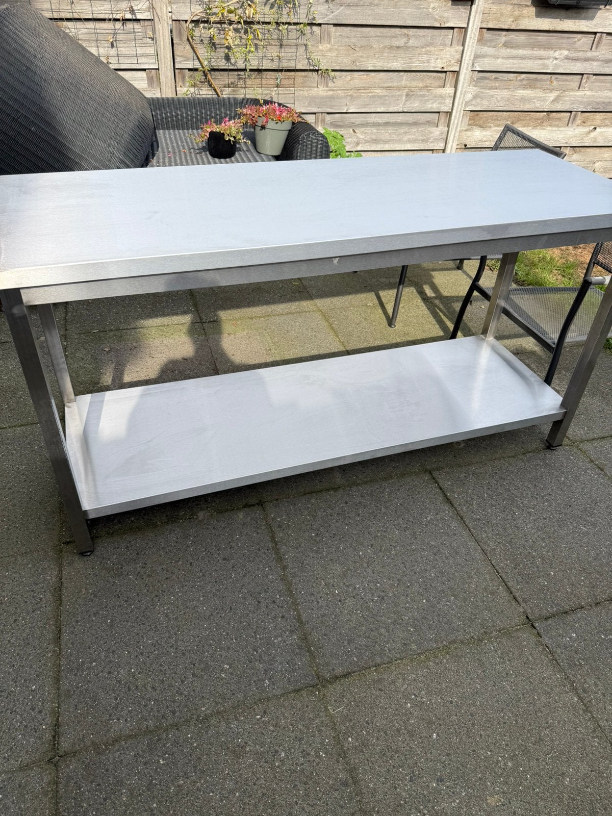 Rvs werkbank, Huis en Inrichting, Keuken | Keukenelementen, Ophalen, Gebruikt, 150 tot 200 cm, Minder dan 100 cm