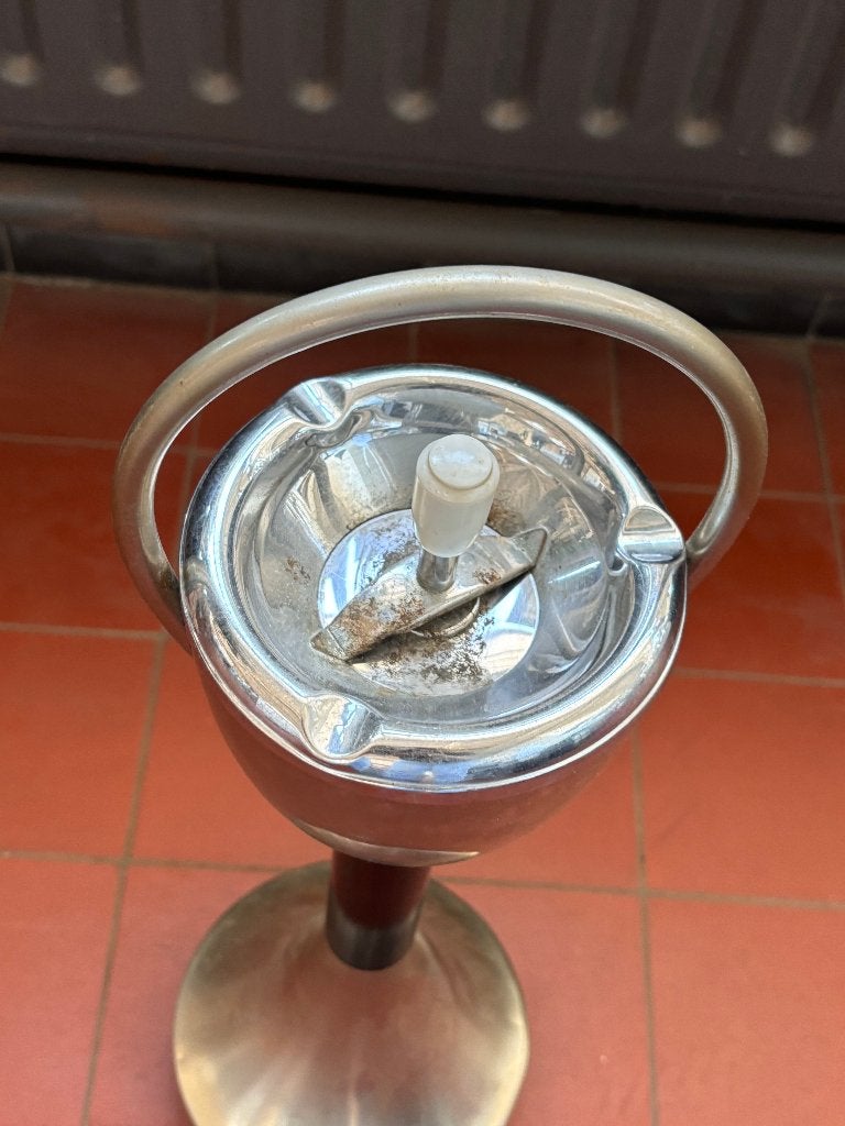 Vintage Staande Asbak Retro Space Age Chroom Metaal, Ophalen