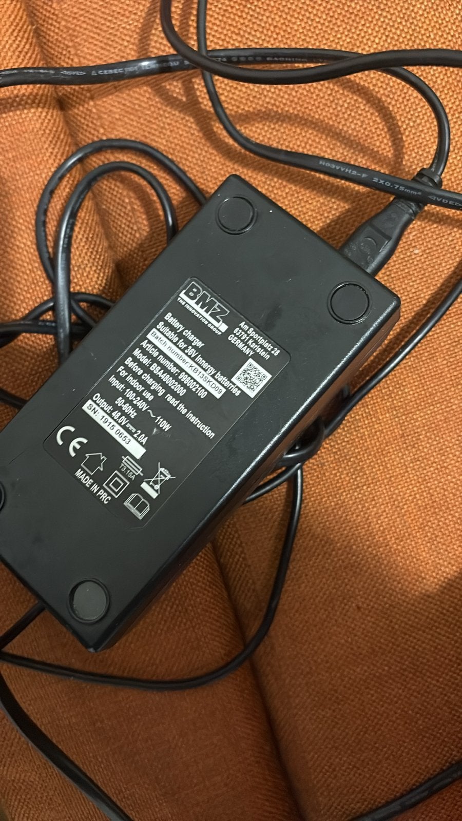 Gazelle e-bike oplader - BMZ 36V 2A, Gebruikt