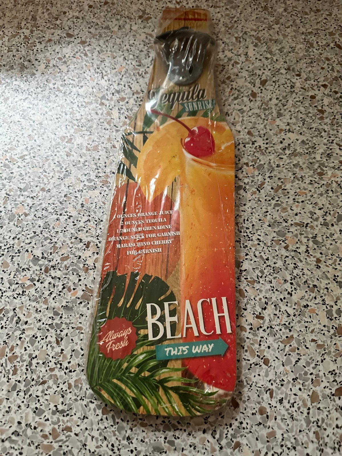 Flesopener wanddecoratie - Tequila Sunrise & Summer Escape, Huis en Inrichting, Woonaccessoires | Overige, Hout, Meerkleurig, Overige stijlen