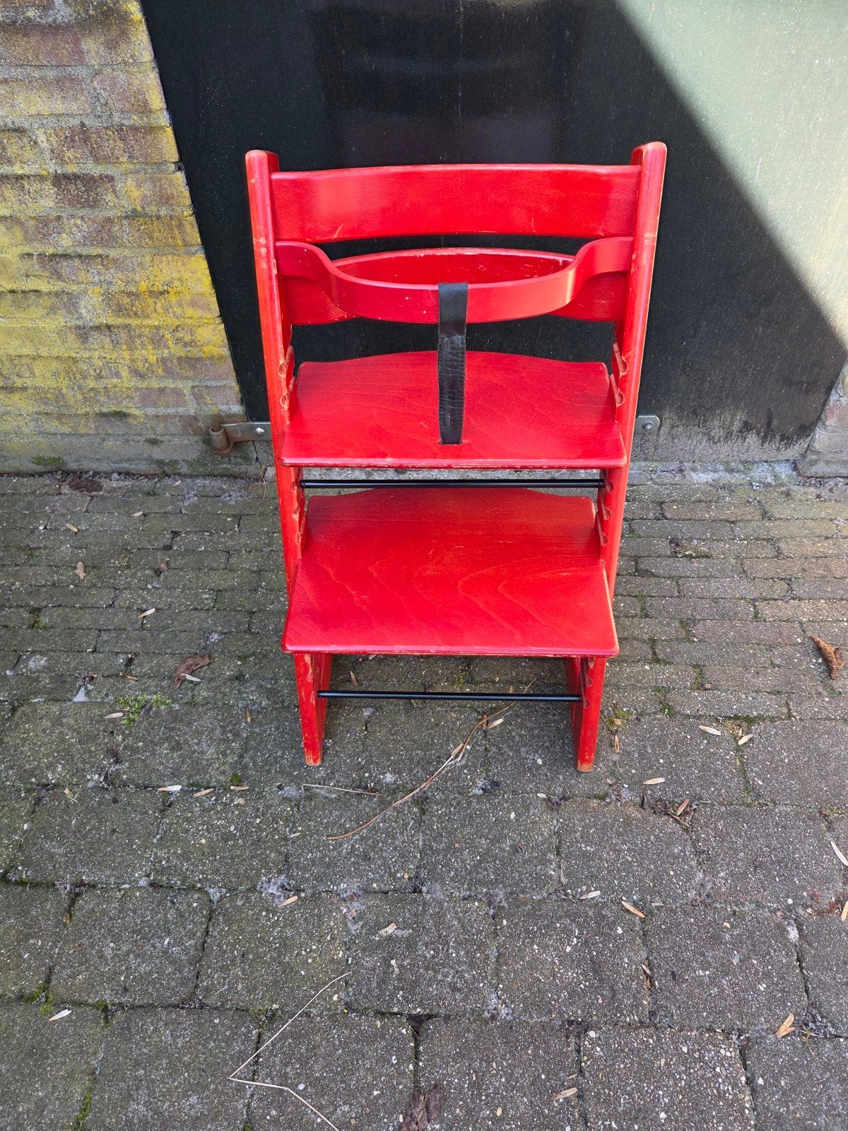Stokke tripp trapp kinderstoel met beugel en leertje, Ophalen of Verzenden, Gebruikt, Meegroeistoel, Stoelverkleiner