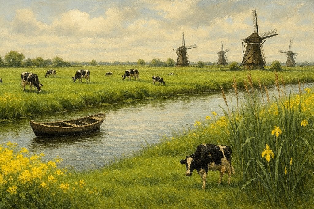 Borduurpatroon: Hollands landschap met bootje, Zwolle, Patroon, Verzenden, Eindeloos Borduren