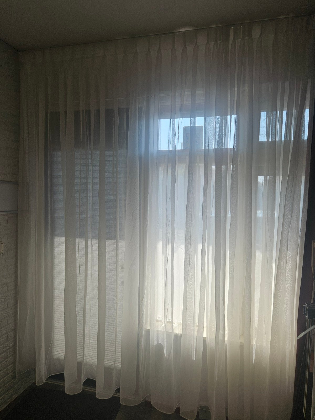 Witte vitrage met loodveter - 280x252 cm, Vitrage, Wit, Ophalen of Verzenden, Loodveter