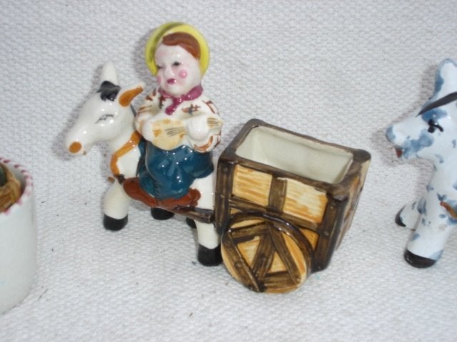 Vintage aardewerk beeldjes EZELS [ made in Italy] jaren 50, Antiek en Kunst, Antiek | Keramiek en Aardewerk, Ophalen of Verzenden