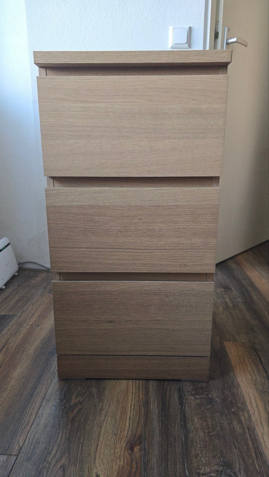 IKEA MALM ladekast 3 lades - wit gebeitst eikenfineer, Ophalen, Minder dan 50 cm, Gebruikt, 3 of 4 laden