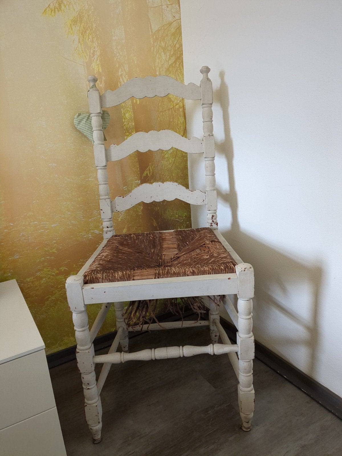 Vintage romantische stoel met rieten zitting, Ophalen