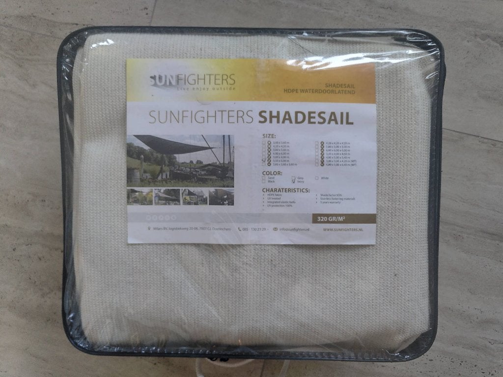 Sunfighter zonnedoek rechthoek 3,5 x 5 m, Ophalen of Verzenden, Zo goed als nieuw