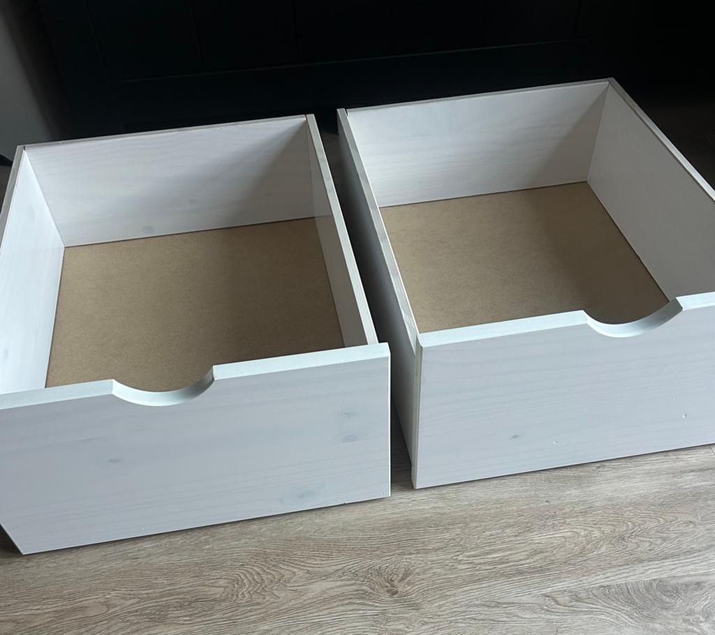 Bedlades wit grenen (2 stuks), Ophalen, Gebruikt, Grenenhout
