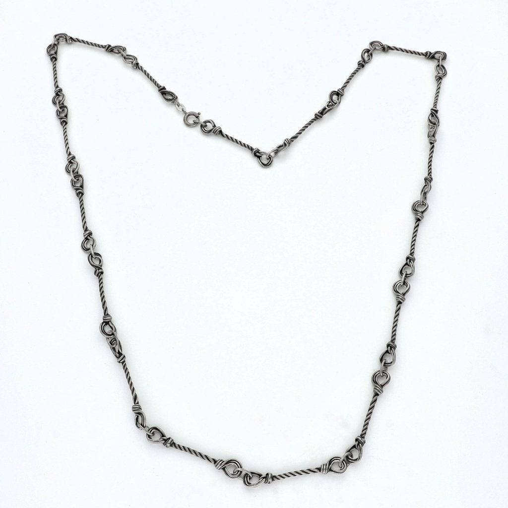 Dutch Design zilveren collier met getordeerde kabel schakels, Ophalen of Verzenden, Zo goed als nieuw, Zilver, Zilver