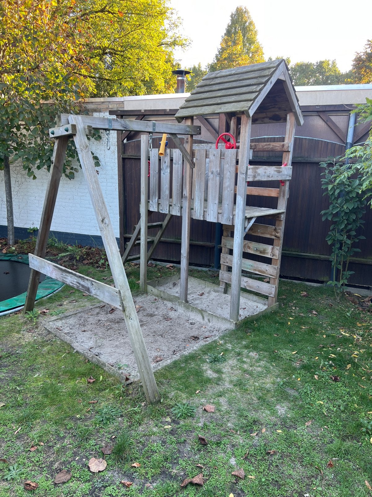 Houten speeltoestel met zandbak, Ophalen, Gebruikt, Schommel