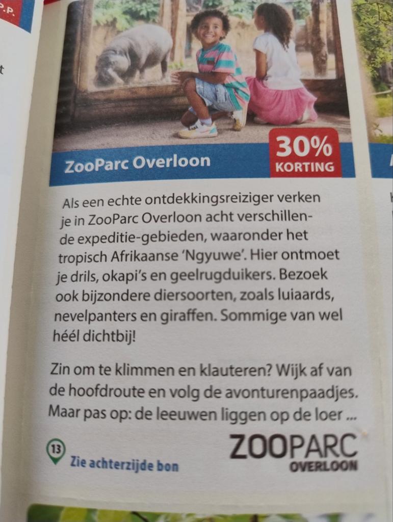 Korting ZooParc Overloon, Drie personen of meer, Kortingsbon