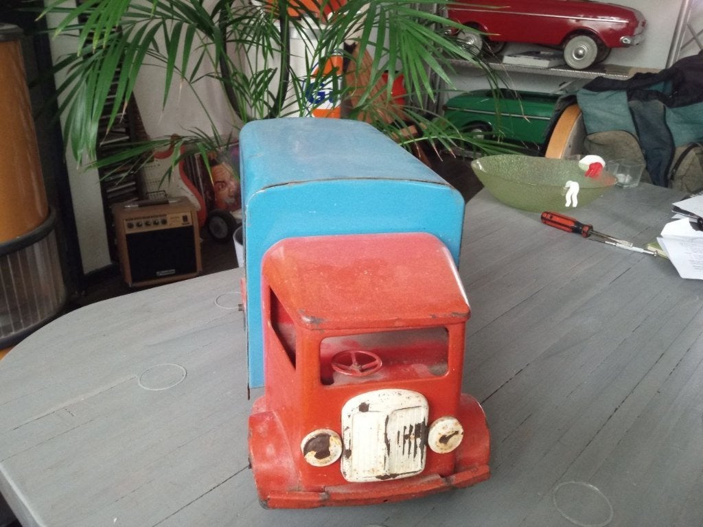Leuke blikken jaren 50 - 60 Tri-ang / Triang vrachtwagen, Ophalen of Verzenden