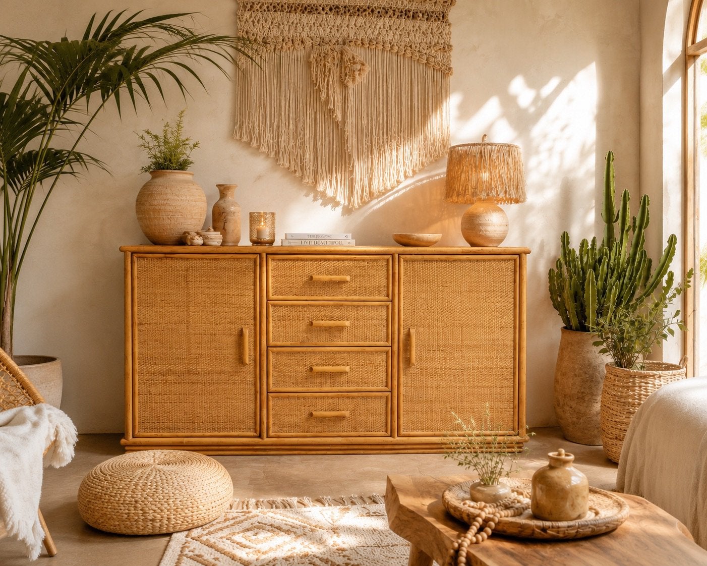 Vintage rotan dressoir, Ophalen, 25 tot 50 cm