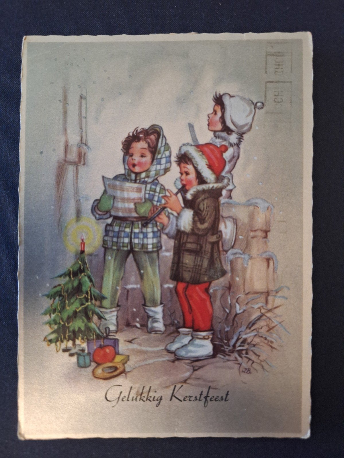 Kinderkaart - Gelukkig Kerstfeest, Ophalen of Verzenden, Gelopen, Kinderen