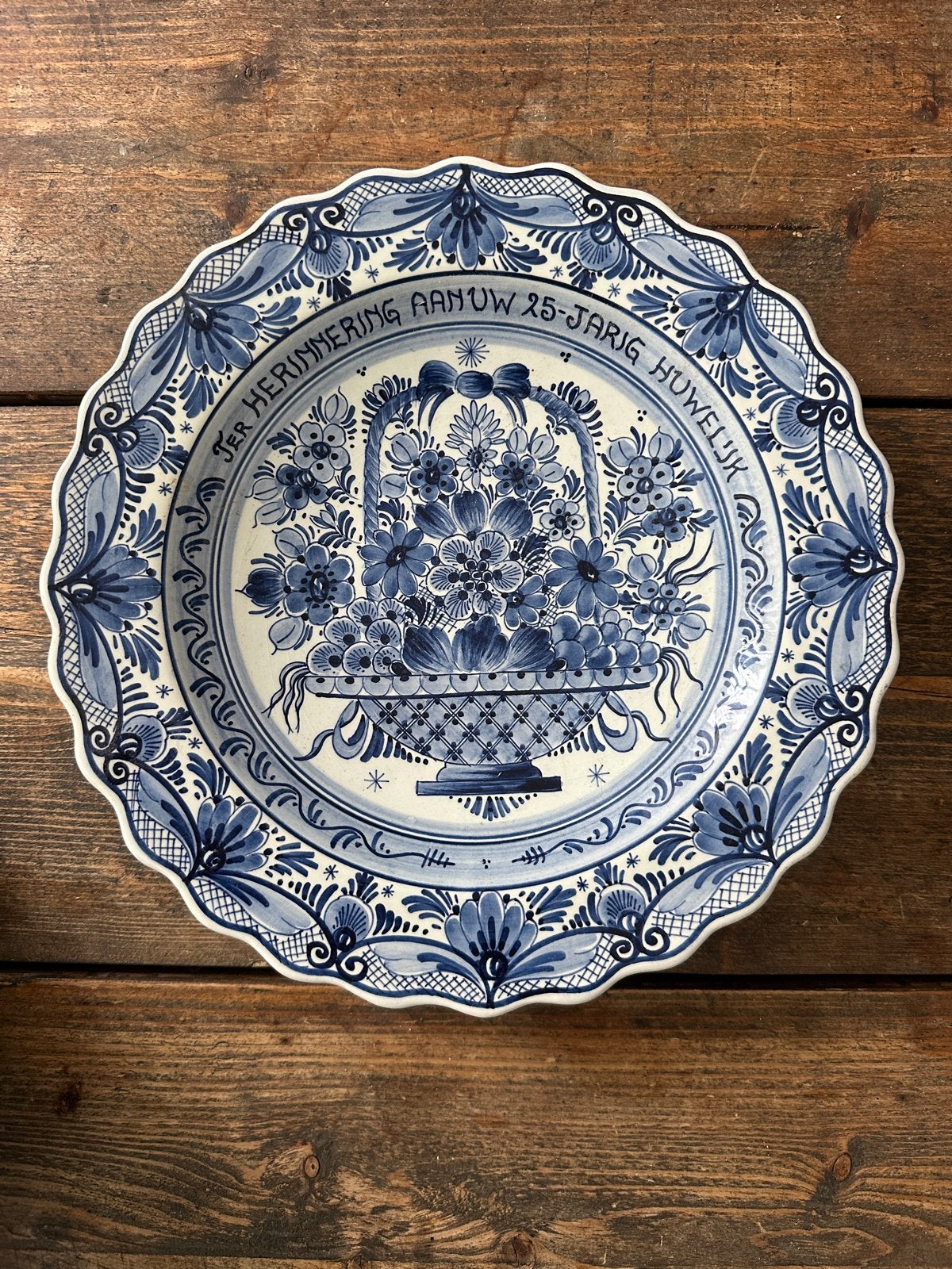 Delftsblauw Herinneringsbord 25-jarig Huwelijk, Ophalen of Verzenden